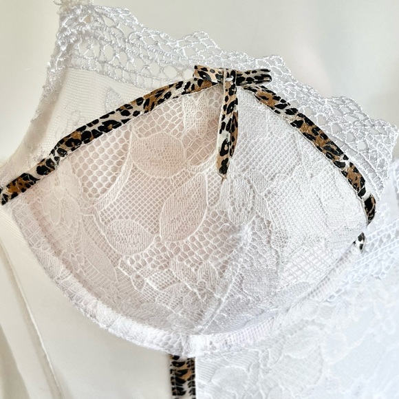 VS Very Sexy Corset Garter Belt Bustier Leopard & White Lace Lingerie Size 34B - Picture 4 of 16